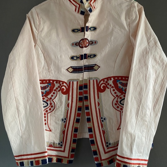Anthropology Guadalupe Designs Carola Embroidered Pink Jacket XL India Italy - Picture 6 of 8